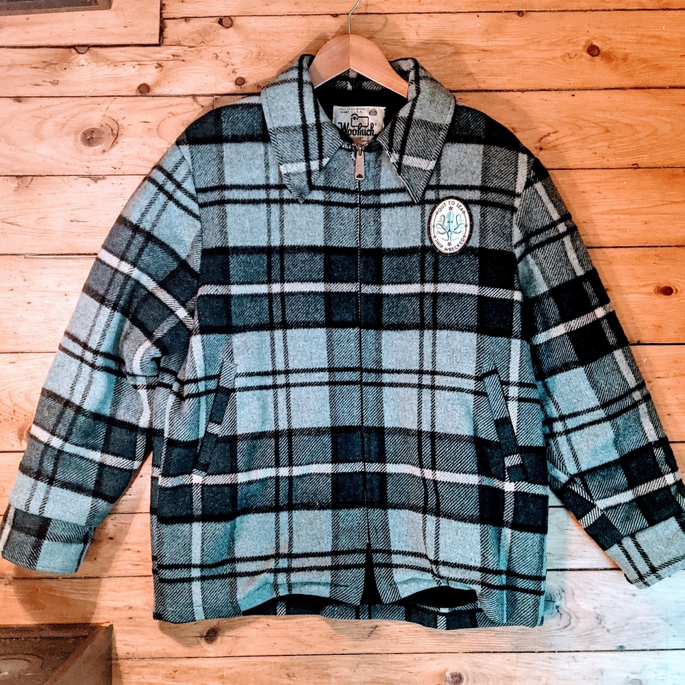 Vintage Woolrich Flannel Jacket | Blue Plaid Out to Sea Jacket | Size Medium